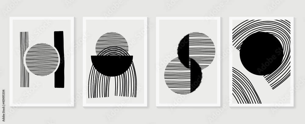 Abstract wall arts vector collection.  Earth tones Hand drawn organic shape art design for wall framed prints, canvas prints, poster, home decor, cover, wallpaper. - obrazy, fototapety, plakaty 