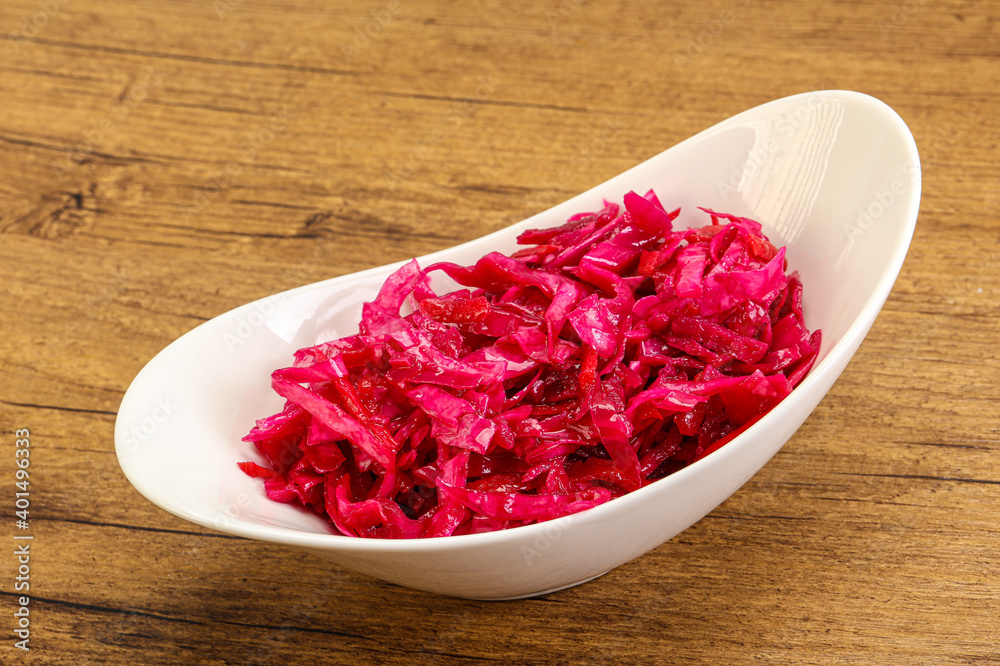 Marinated red cabbage in the bowl Marinated red cabbage in the bowl
