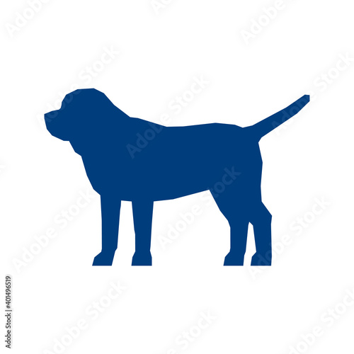Low poly blue silhouette of Rottweiler isolated on white background. Vector Illustration