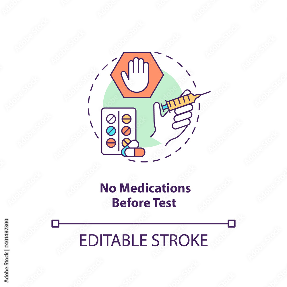 No medications before test concept icon No medications before test concept icon