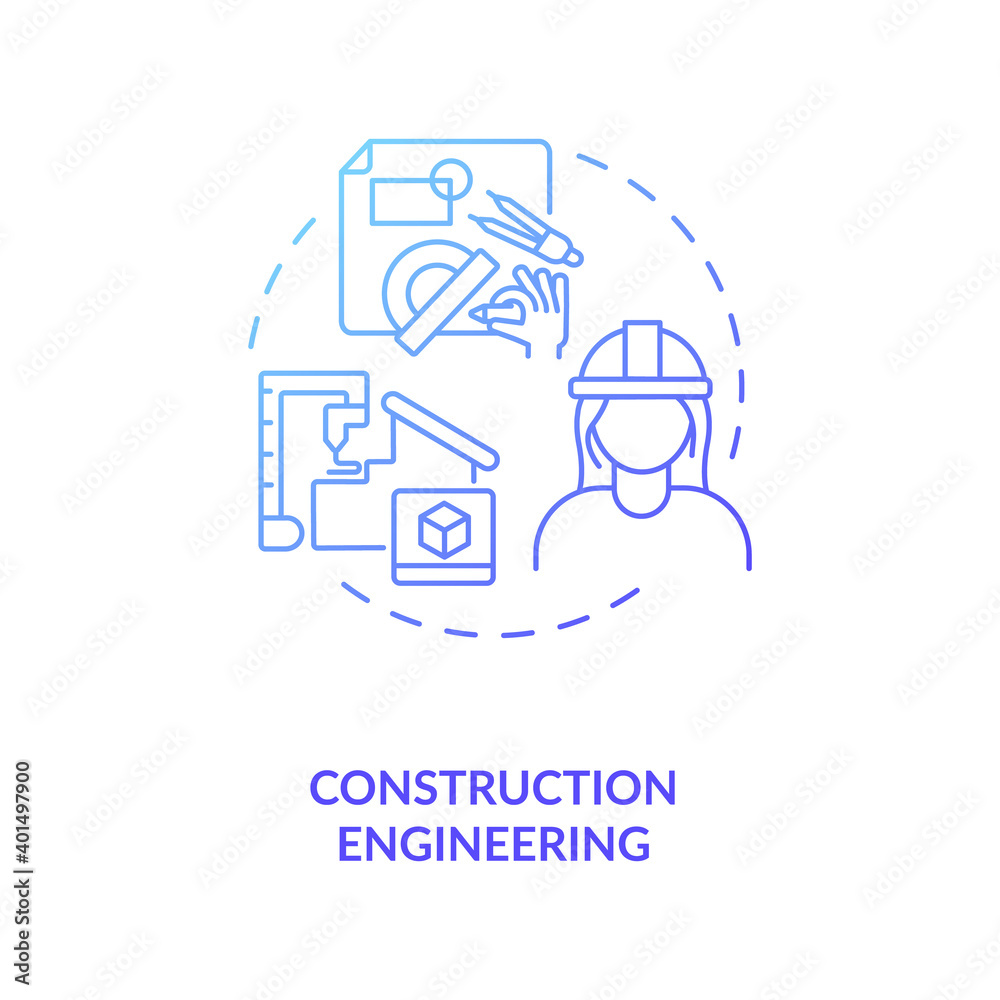 Construction engineering blue gradient concept icon Construction engineering blue gradient concept icon