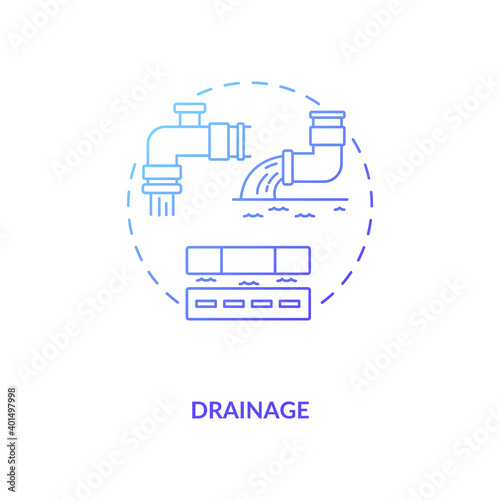 Drainage blue gradient concept icon