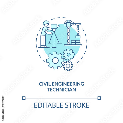 Civil engineering technician turquoise concept icon