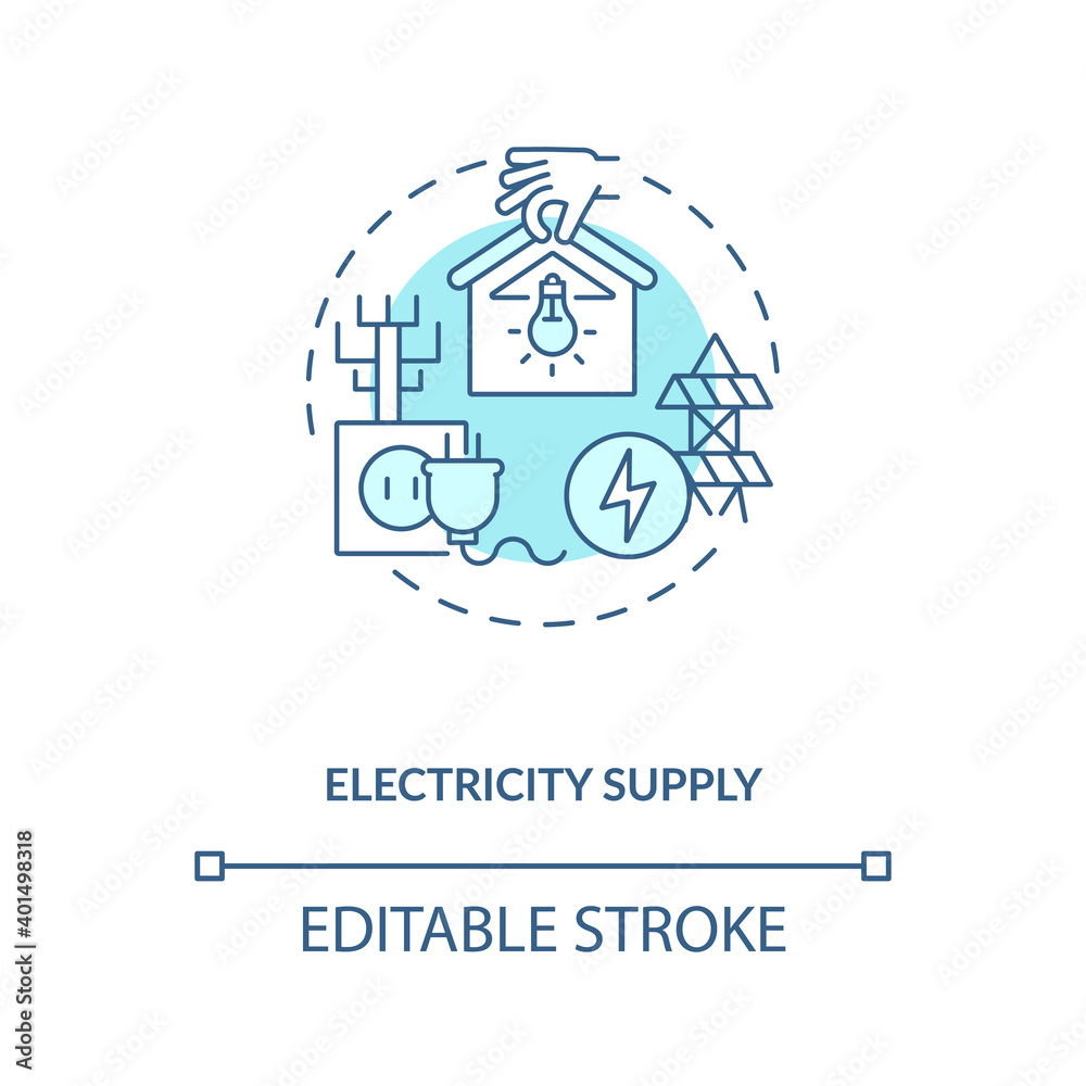Electricity supply turquoise concept icon