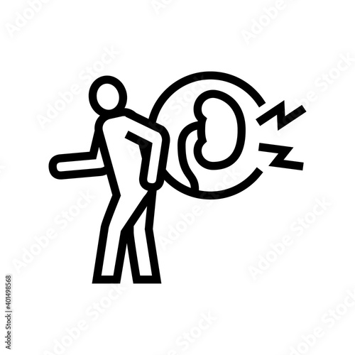 pain kidneys line icon vector. pain kidneys sign. isolated contour symbol black illustration