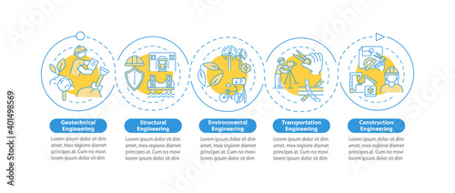 Civil engineering work vector infographic template