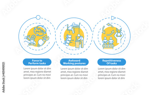 Ergonomic irritants vector infographic template
