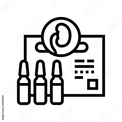 medicaments for kidney treatment line icon vector. medicaments for kidney treatment sign. isolated contour symbol black illustration