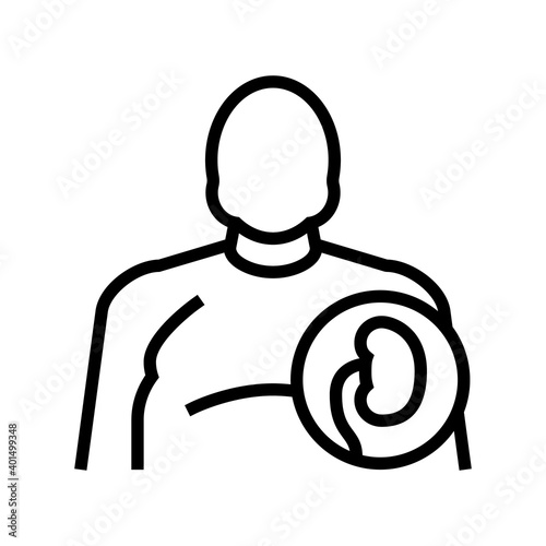 fat human kidneys line icon vector. fat human kidneys sign. isolated contour symbol black illustration