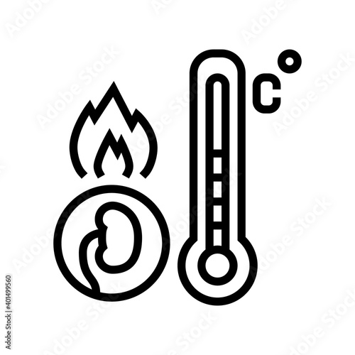 burning pain kidneys line icon vector. burning pain kidneys sign. isolated contour symbol black illustration