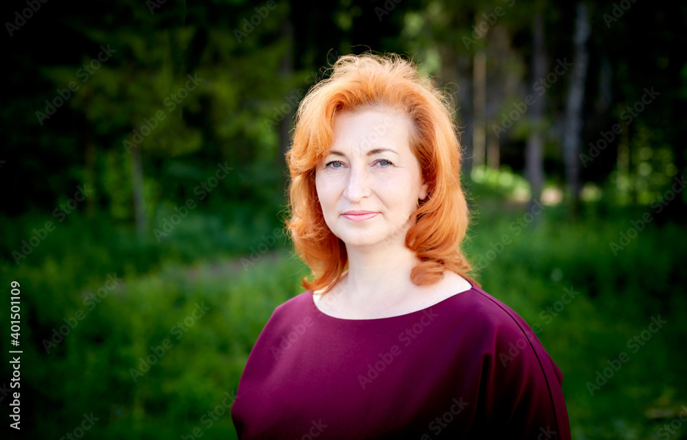 Portrait of Attractive Old woman with ginger hair Portrait of Attractive Old woman with ginger hair