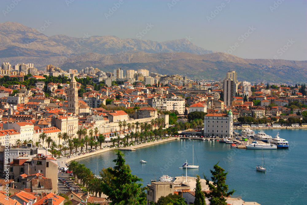 panorama of city Split, Croatia, from marijan