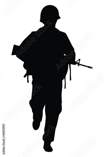 A soldier with rifle gun silhouette vector