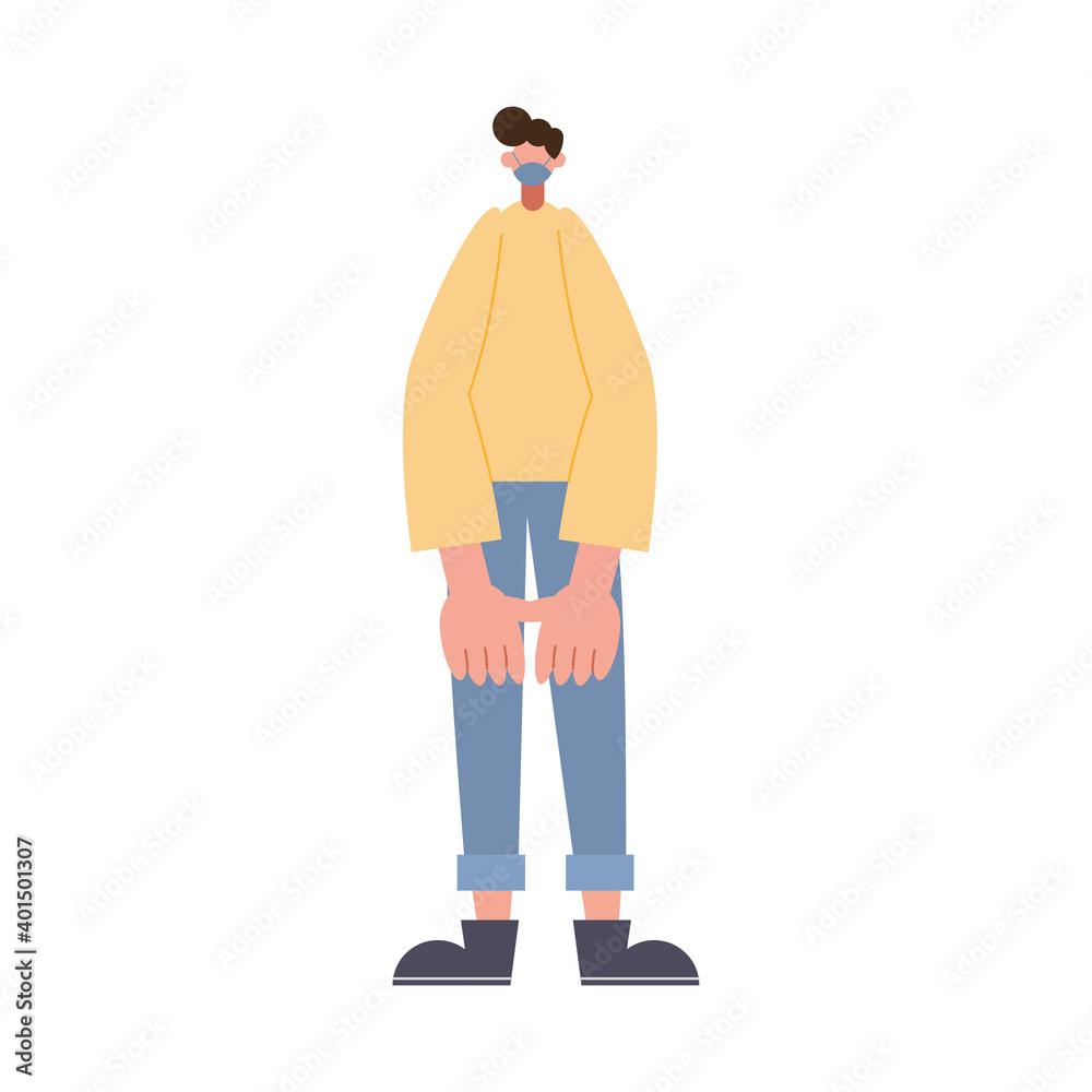 man wearing medical mask character man wearing medical mask character