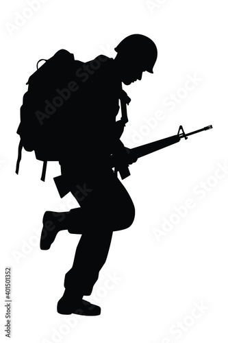 A soldier with rifle gun silhouette vector