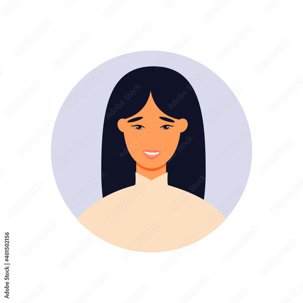 Portrait of a young beautiful, Asian fashion woman, vector flat illustration. Asian cute girl avatar.
Portrait of a young beautiful, Asian fashion woman, vector flat illustration. Asian cute girl avatar.