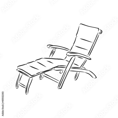 hand drawn beach chairs. deckchair vector sketch illustration