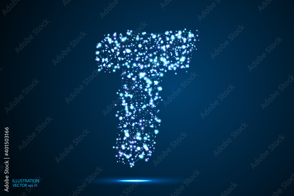 English letters abstract font consists 3d of triangles, lines, dots and connections. On a dark blue background cosmic universe stars, meteorites, galaxies. Vector illustration EPS 10. English letters abstract font consists 3d of triangles, lines, dots and connections. On a dark blue background cosmic universe stars, meteorites, galaxies. Vector illustration EPS 10.