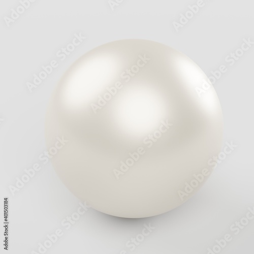 Single pink pearl isolated on white background. 3D render.