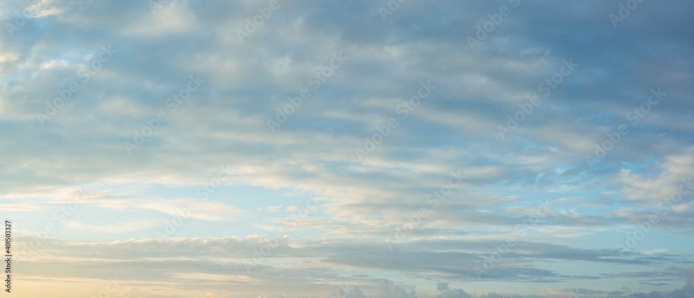 Landscape panorama. Sky with clouds.  Gorgeous rural scene. Large open space.