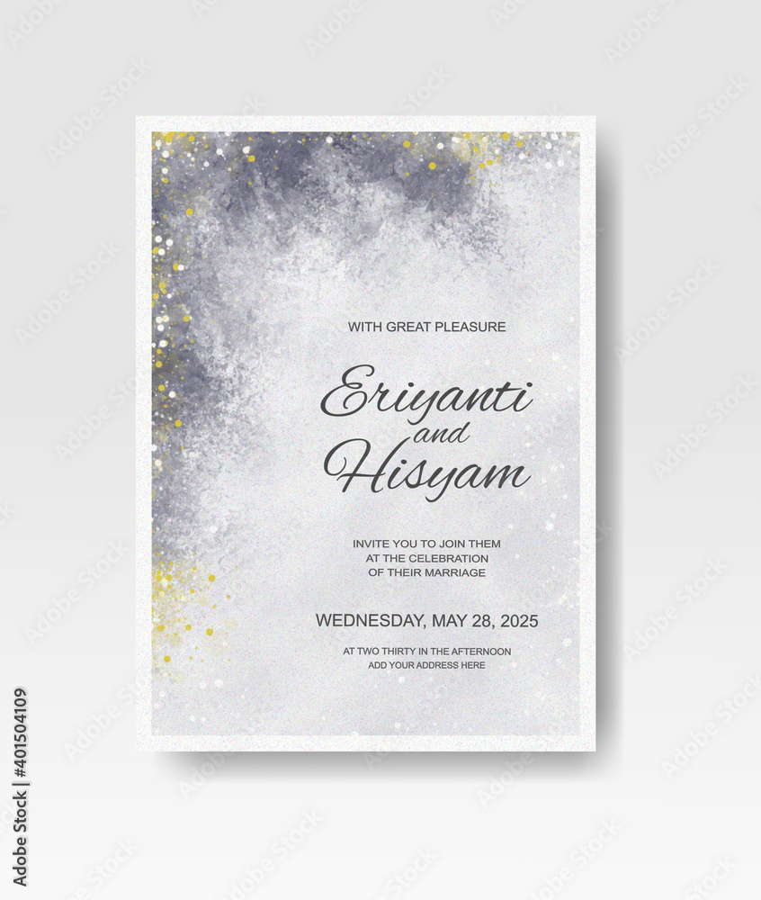 Wedding invitation with abstract splash watercolor