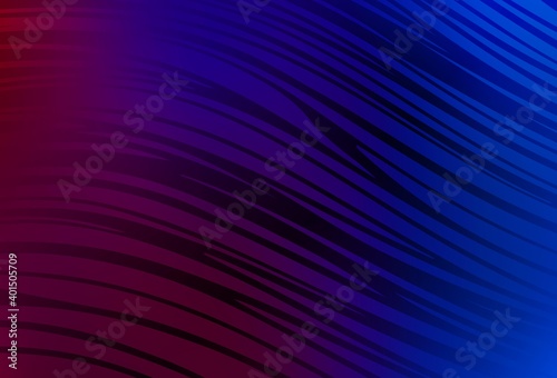 Dark Blue  Red vector background with curved lines.
