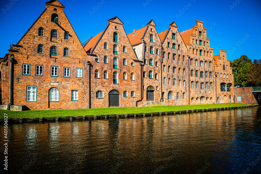 Former salt warehouses in the hanseatic town Luebeck, Schleswig-Holstein, Germany
