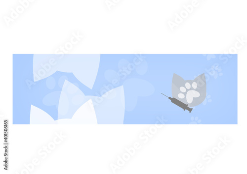 Veterinary clinic blue background with symbol of cats 
