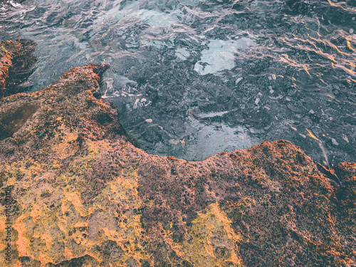 Coral reef with blue water, background photo