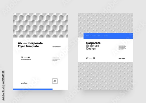Corporate vector layout template with 3D geometric pattern for seminars, conference, poster companies or any business related.