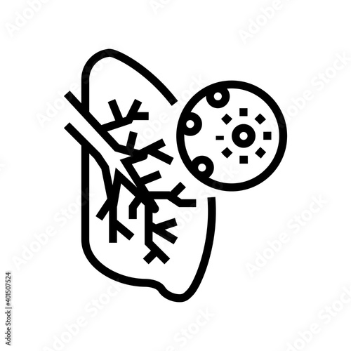 infection and virus of lungs line icon vector. infection and virus of lungs sign. isolated contour symbol black illustration