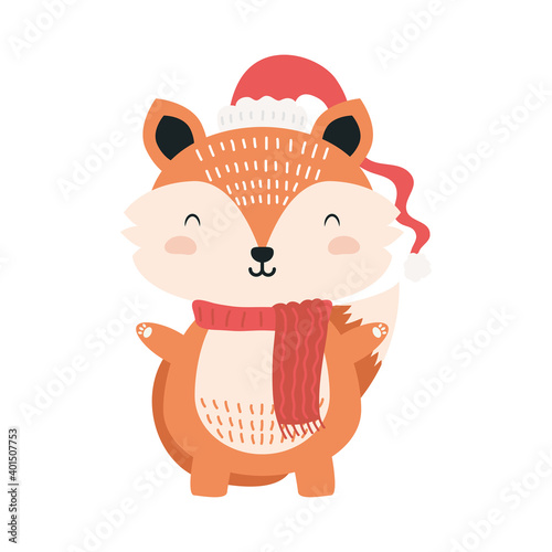 cute fox wearing christmas clothes