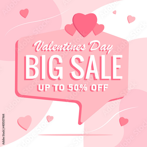 happy valentines day flat design template illustration vector