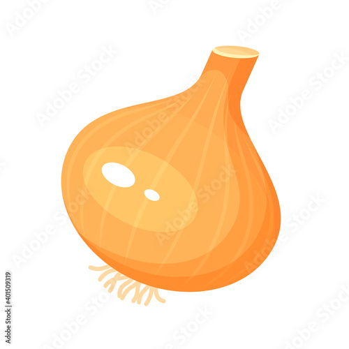 Head of onion unpeeled icon. Bulb vegetable. Ingredient for cooking. Natural curative remedy.