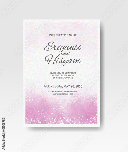 Wedding invitation with abstract splash watercolor