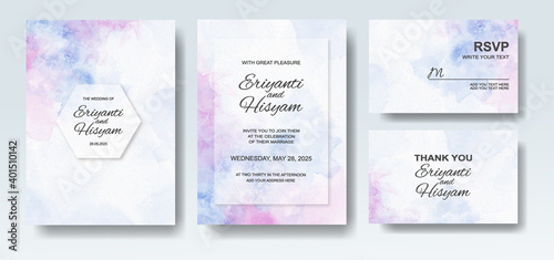 Wedding invitation with abstract splash watercolor