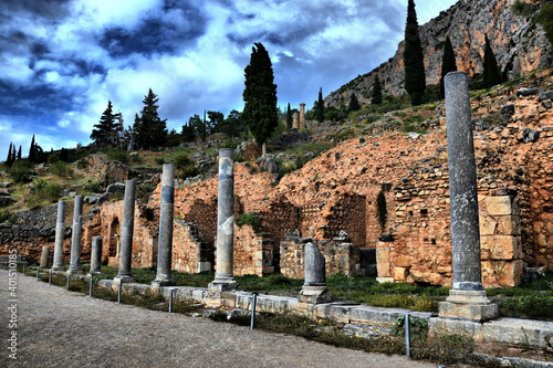 Vista de los principales monumentos de Grecia. Delfos (Delphi). Oráculo de Delfos (Delphi Oracle).