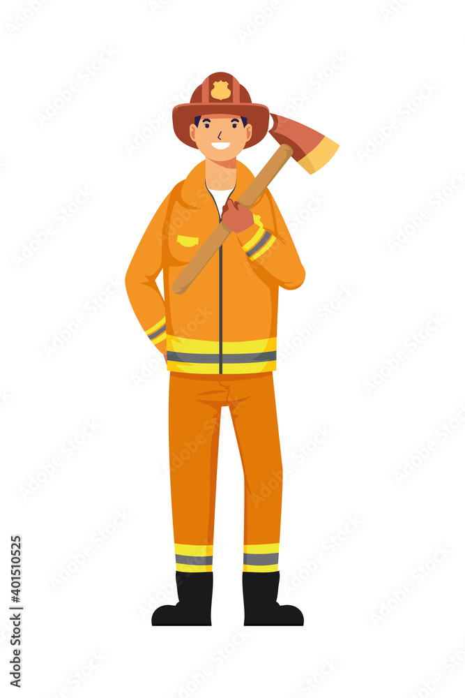 man firefighter professions avatar character