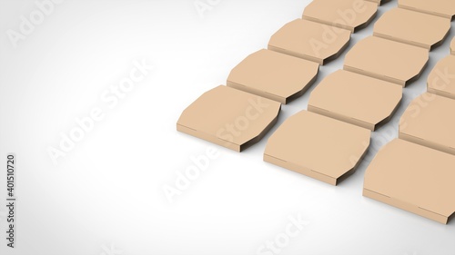 pizza box white background multiple right 3D Render