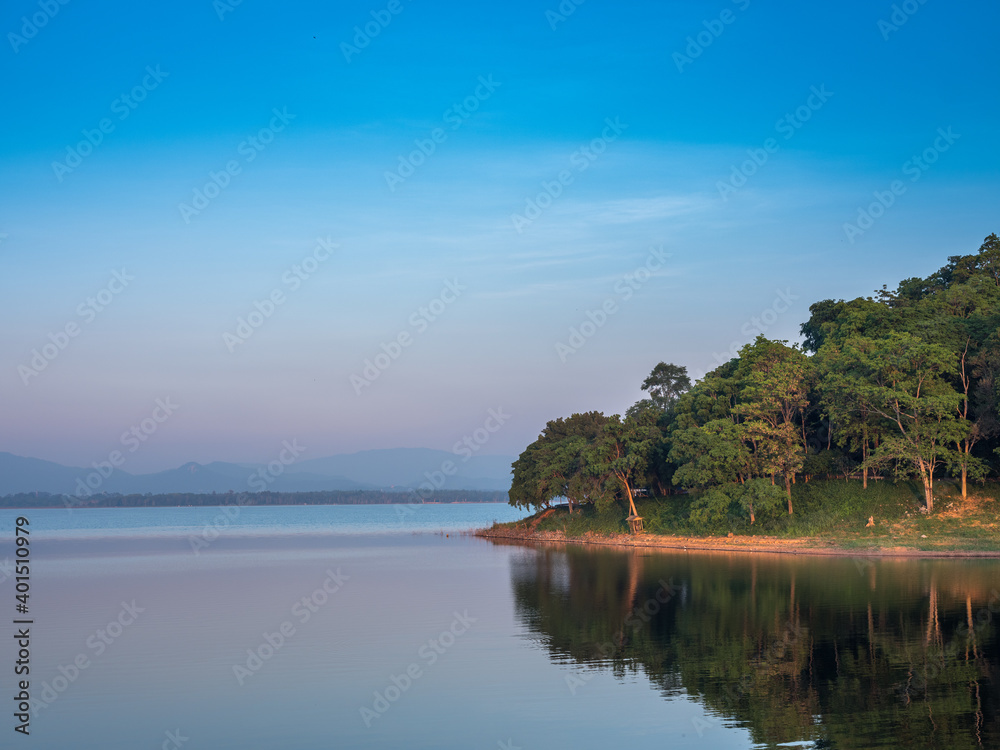 sunset over the lake