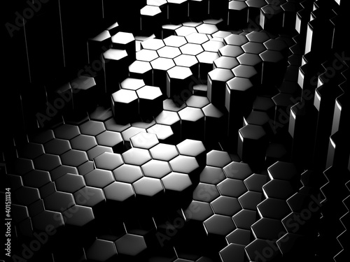 Futuristic technology concept. Hexagon shapes surface © VERSUSstudio