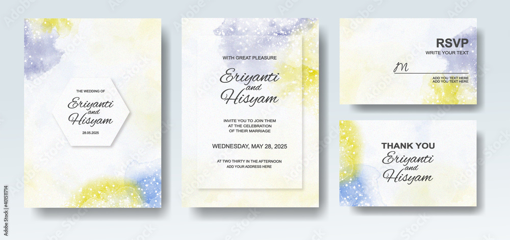 Obraz Wedding invitation with abstract splash watercolor