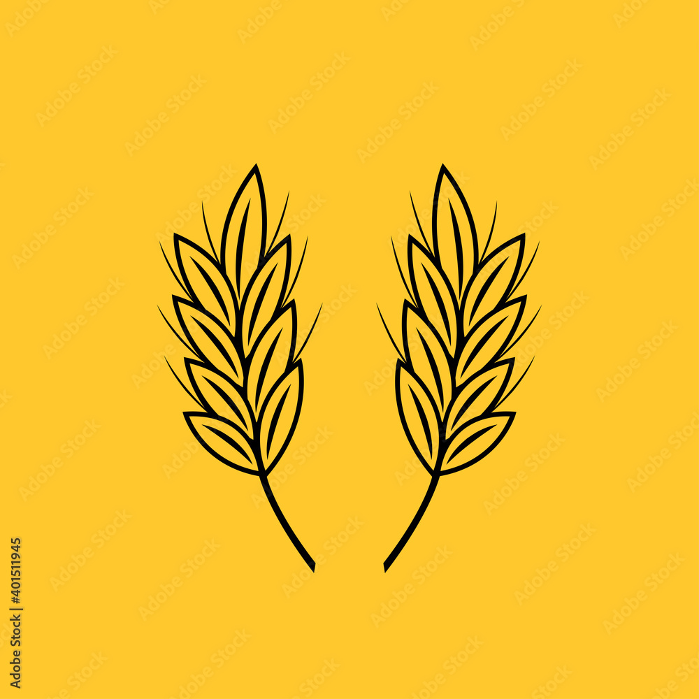 Rice symbol. Oat symbol vector. Wheat logo design.