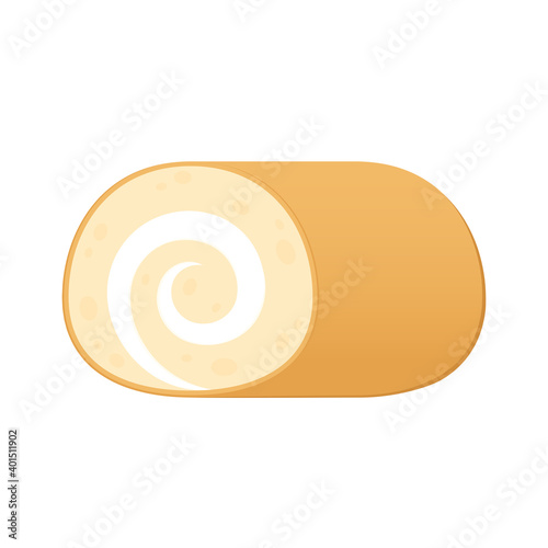 Swiss roll cake on white background. Swiss roll cake vector.