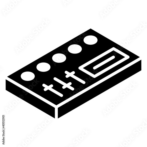 
Music daw interface, glyph isometric icon of mixer 
