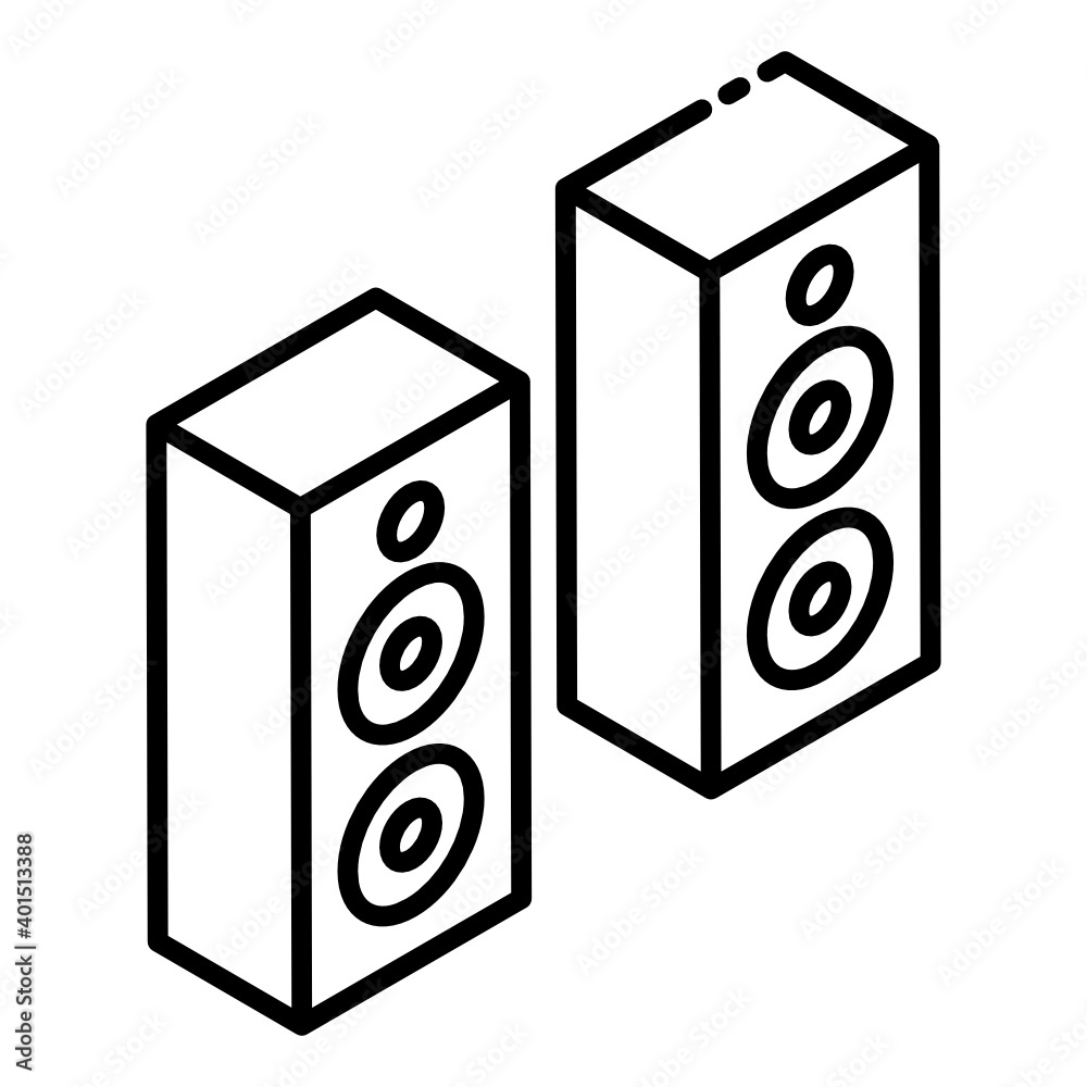 Stereo devices, glyph isometric icon of sound system
Stereo devices, glyph isometric icon of sound system