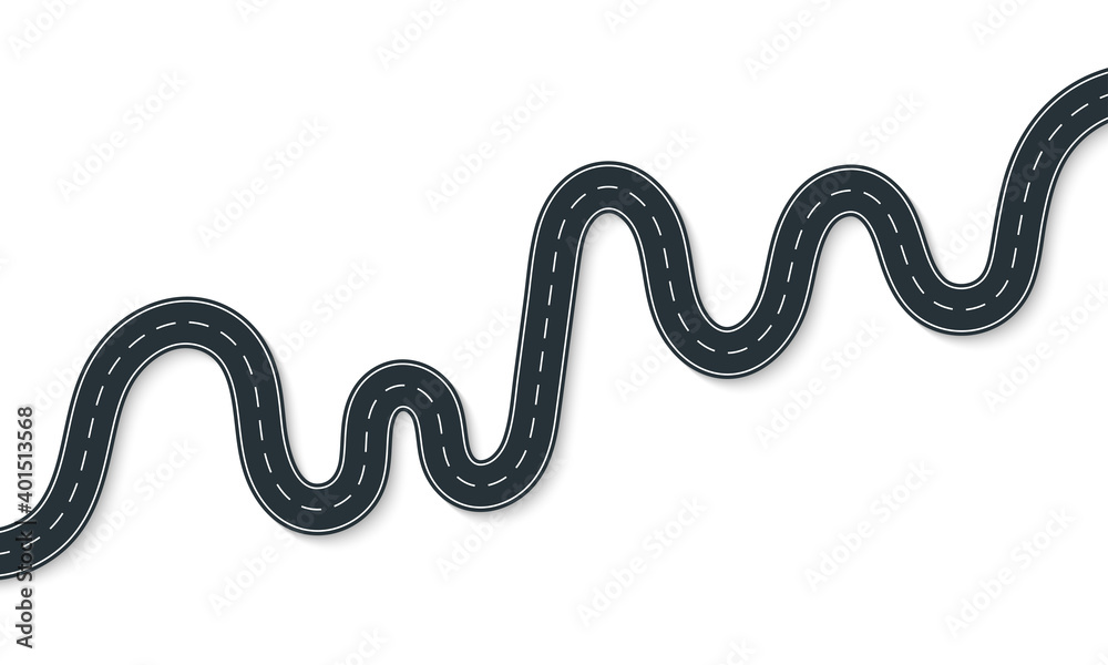 Winding road. Curve way or asphalt highway. Vector illustration. Winding road. Curve way or asphalt highway. Vector illustration.