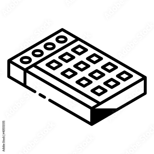 
Musical technology device, glyph isometric icon of novation pad 
