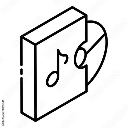 
Audio storage disc with envelope, glyph isometric icon of cd cover 
