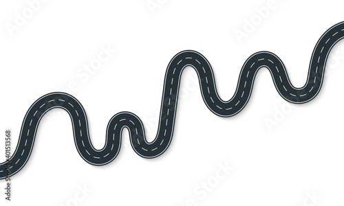 Winding road. Curve way or asphalt highway. Vector illustration.